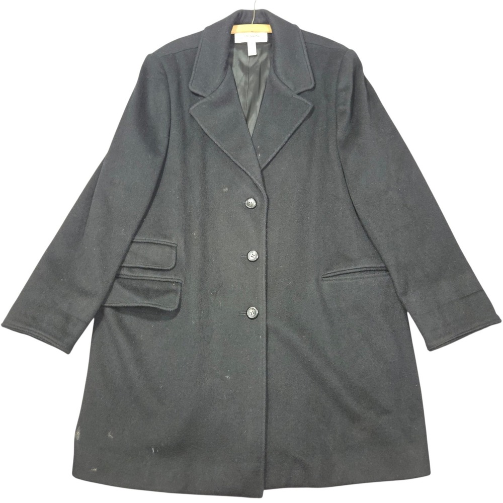 Talbots VTG 90s Wool Blend Overcoat Jacket Black Sz 18